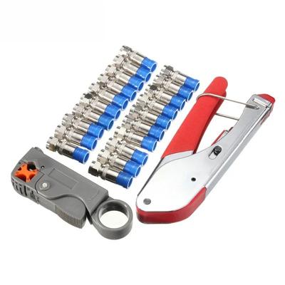 Heißverkauf Zangen-Set zum Abisolieren und Crimpen - Koaxialkabel Kaltpresswerkzeug für RG59/RG6 TV-Kabel mit 20 F-Steckern