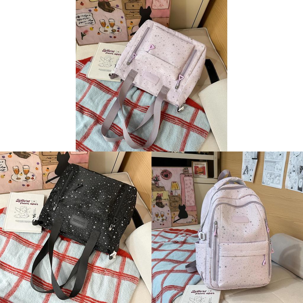 Starry Style School Backpack For Girls With Nylon Material And 10in Laptop Storage