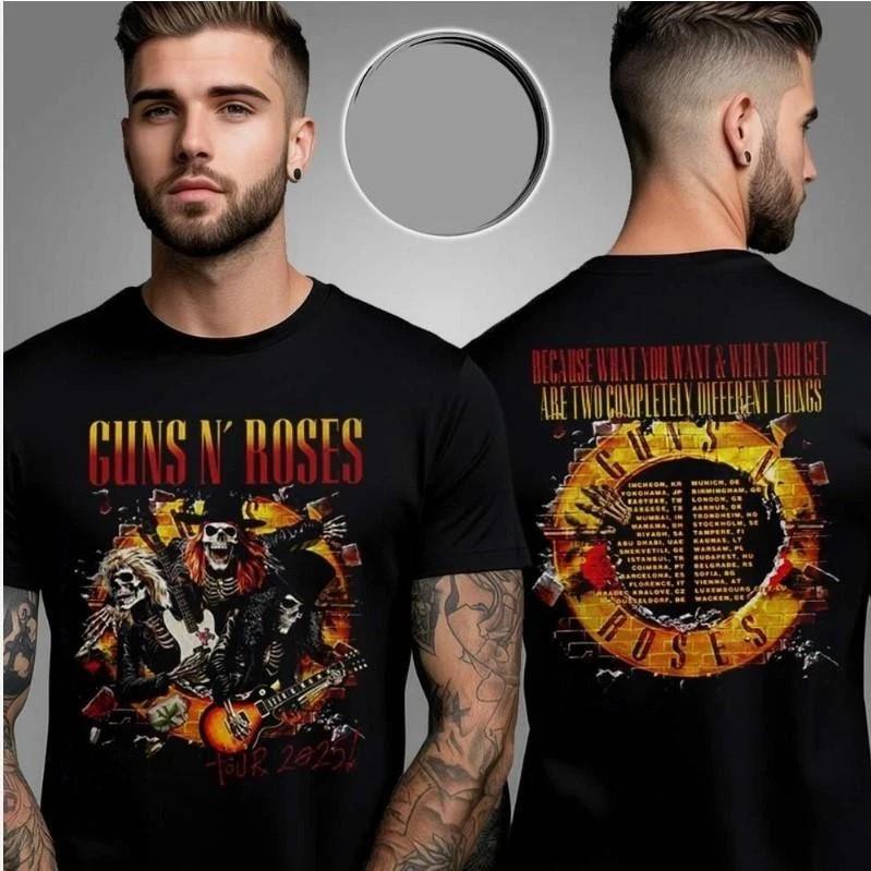 Gun N Rose Skeletons Tour 2025 Two Sided Unisex T-Shirt Fans Gift