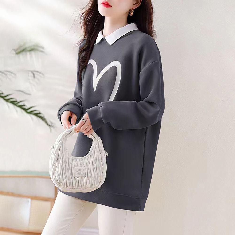 

Свободный топ оверсайз с длинным рукавом на осень, дизайн «два в одном», молодежный, модный M