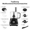 Black/Silver Food Processor, 6-in-1 Food Processor and Blender Multifunctional for Chopping,Slicing,Shredding and Kneading Dough