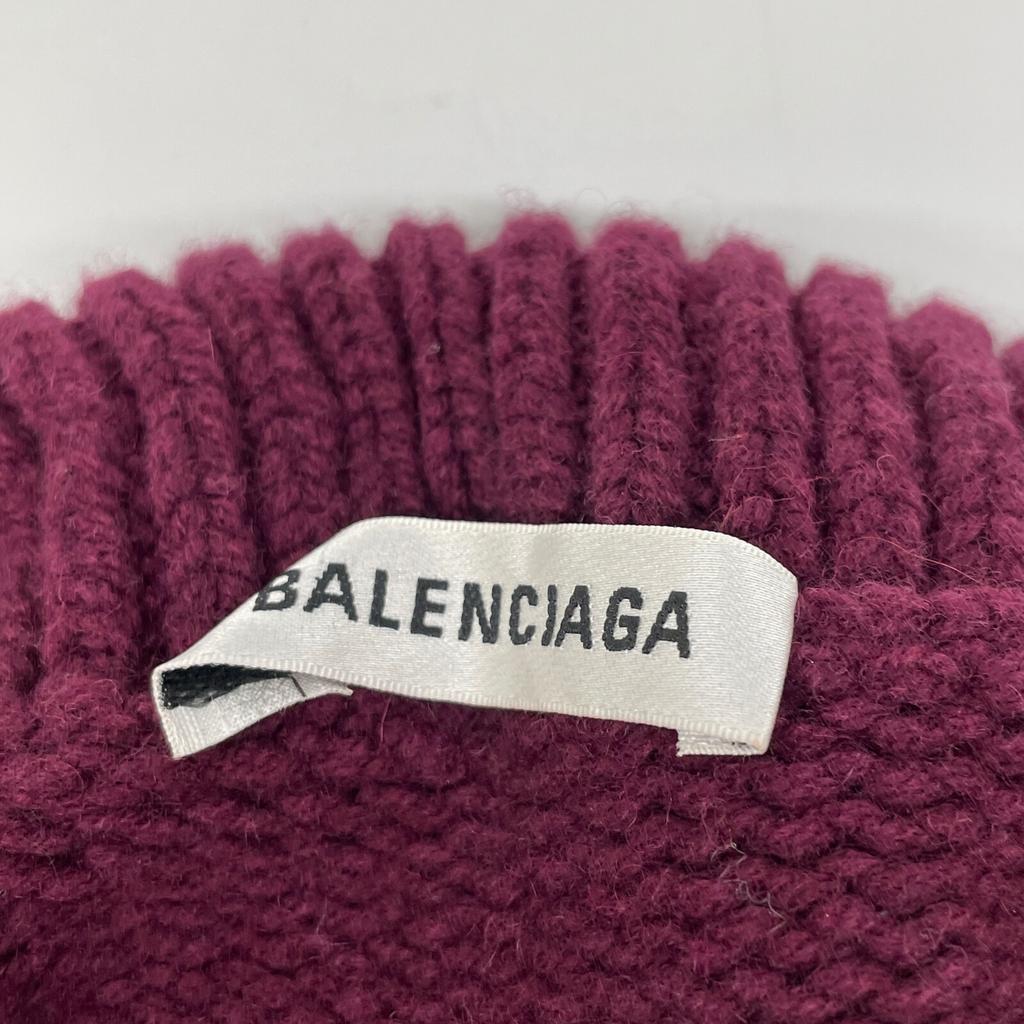 Balenciaga 2018 544179 Bold Turtleneck Scarf Pullover Knit Tops XS BordeauxUsed