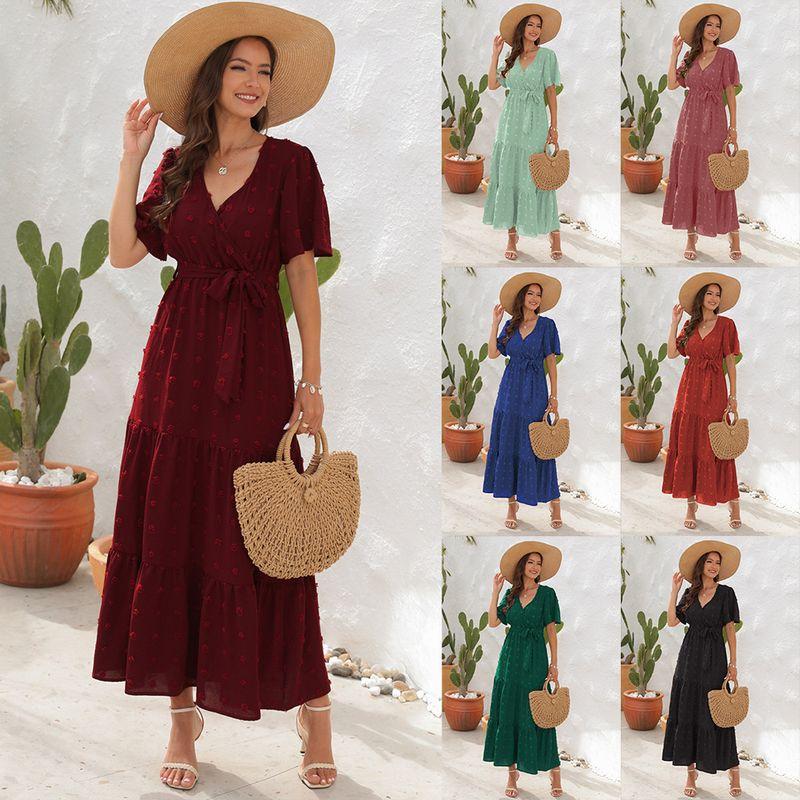 

2024V Collar High Waist Strap Holiday Dress Holiday Dress Light green L