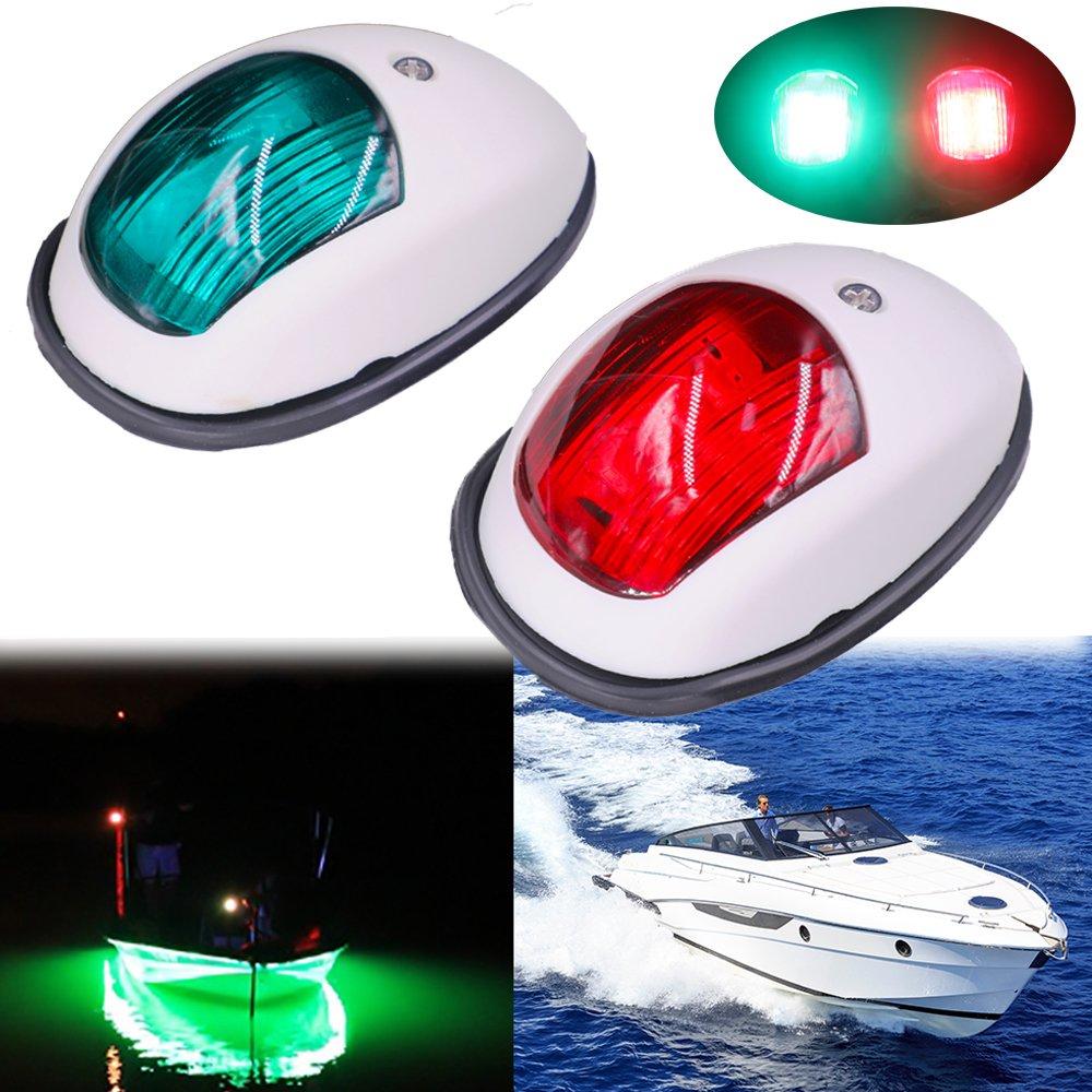 2Pcs LED Navigation Light Signal Warning Lamp Boat Bow Ligh Marine Boat Navigation Lamp for Power Boat and Skiff Yacht белый