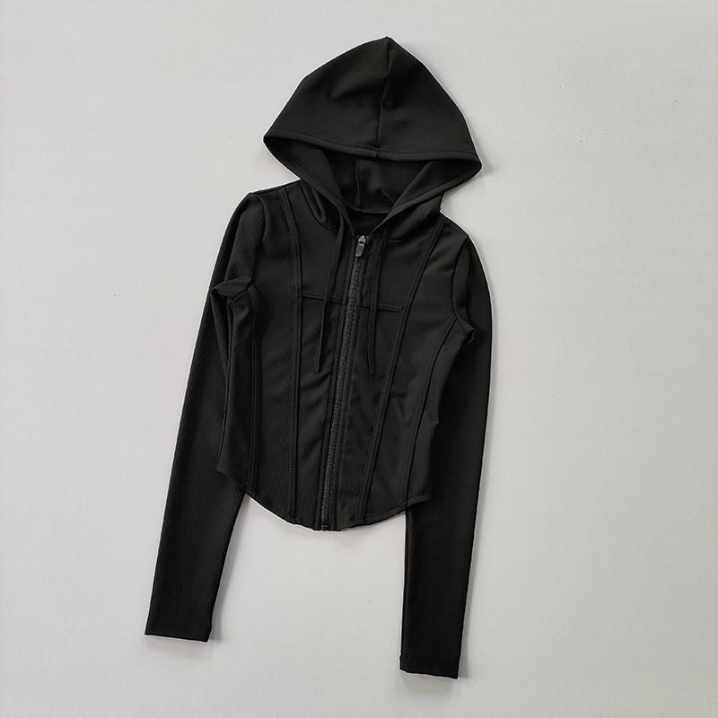 Abrigo de Fitness para Mujer Cárdigan con Capucha Ajustado Secado Rápido Chaqueta Deportiva Camiseta de Entrenamiento para Correr Ropa de Yoga Manga Larga Chaqueta Deportiva