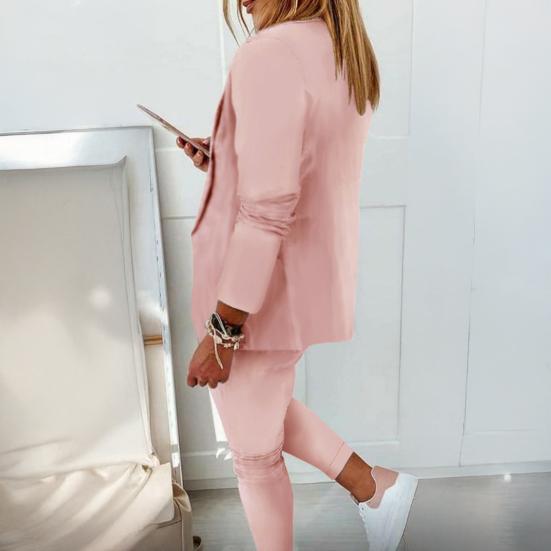 Completo da Donna 2 Pezzi Giacca Blazer Manica Lunga Aperta sul Davanti e Pantaloni a Sigaretta Set Business Abiti Casual da Ufficio Formali