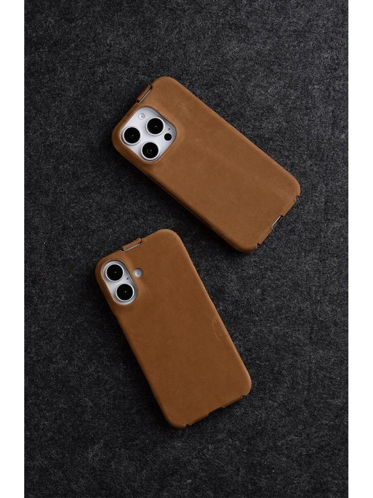 Melkco Genuine Leather Flip Case for iPhone 16 Pro Max/Plus - Magnetic Protective Cover