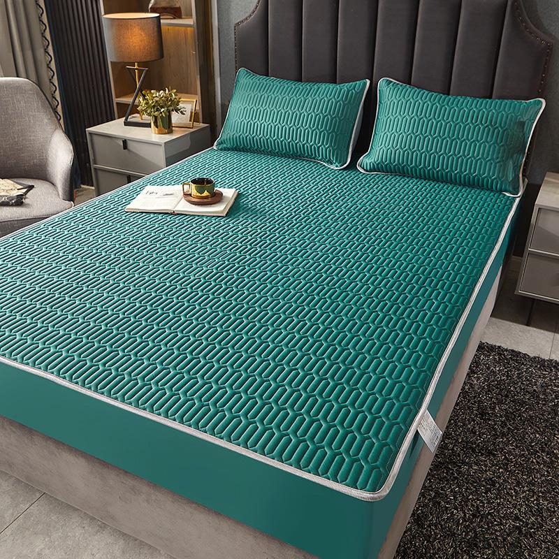 Natural Latex Thickened Summer Mat for Bed Cool Feeling Ice Silk Matress Cover and Pillowcase Soft Breathable Cooling Mat Summer