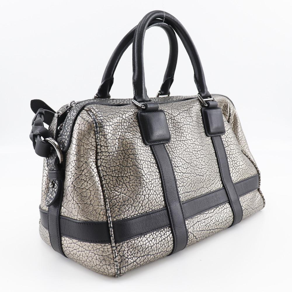 Loewe 2WAYShoulder Handbag Mini Boston Black / Silver Calfskin Women Used