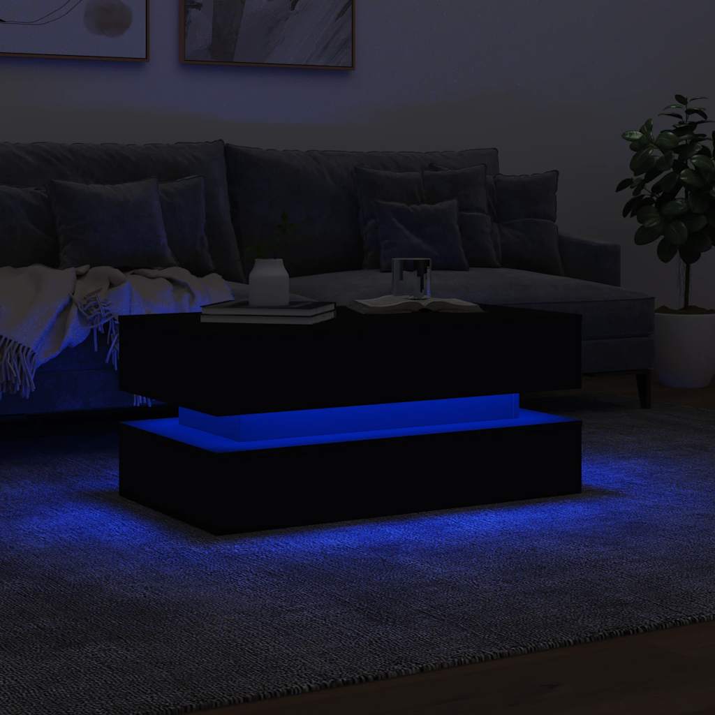 LED Coffee Table Black 90 x 50 x 40 cm