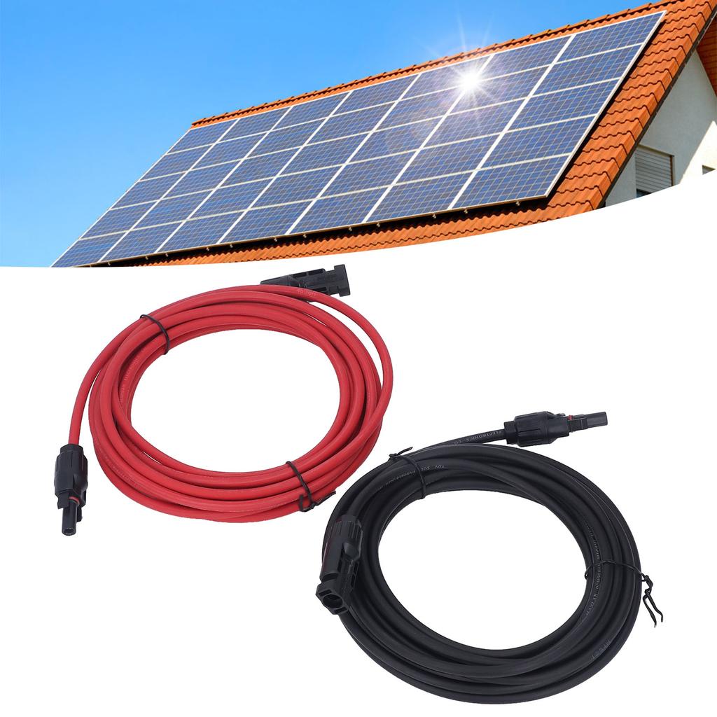 2 Stück 12AWG 4mm² Solarmodul Verlängerungskabel Schwarz Rot Solaradapter Verlängerungskabel mit Buchse Stecker 1000V