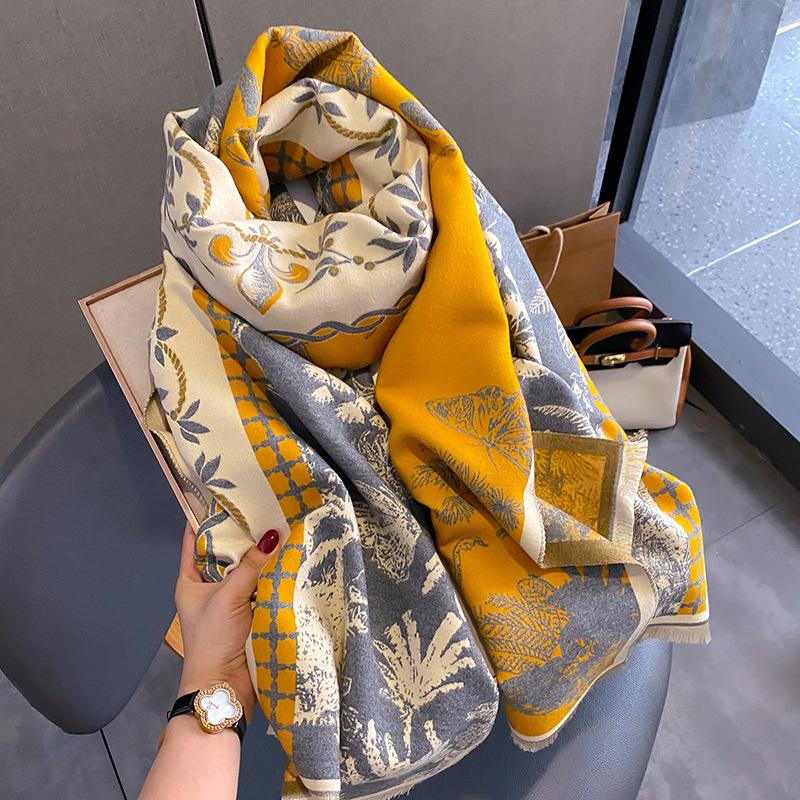 

Новый ретро-модный искусственный кашемировый шарф для женщин зимой, утолщенный и теплый для шеи, шаль двойного назначения снаружи 65*185cm