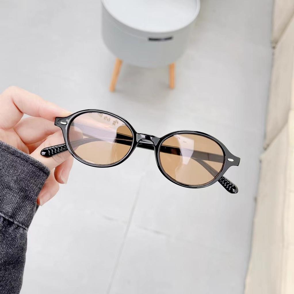 Y2K Retro Oval Frame Sunglasses Sweet Cool Girls Black White Eye Glasses Vintage Simple Women Plain Glasses Eyewear