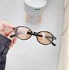 Y2K Retro Oval Frame Sunglasses Sweet Cool Girls Black White Eye Glasses Vintage Simple Women Plain Glasses Eyewear