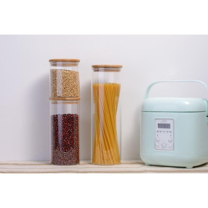 Lot de 4 Bocaux Pots de Rangement Alimentaire Conservation en Verre Borosilicate avec Couvercle Hermétique