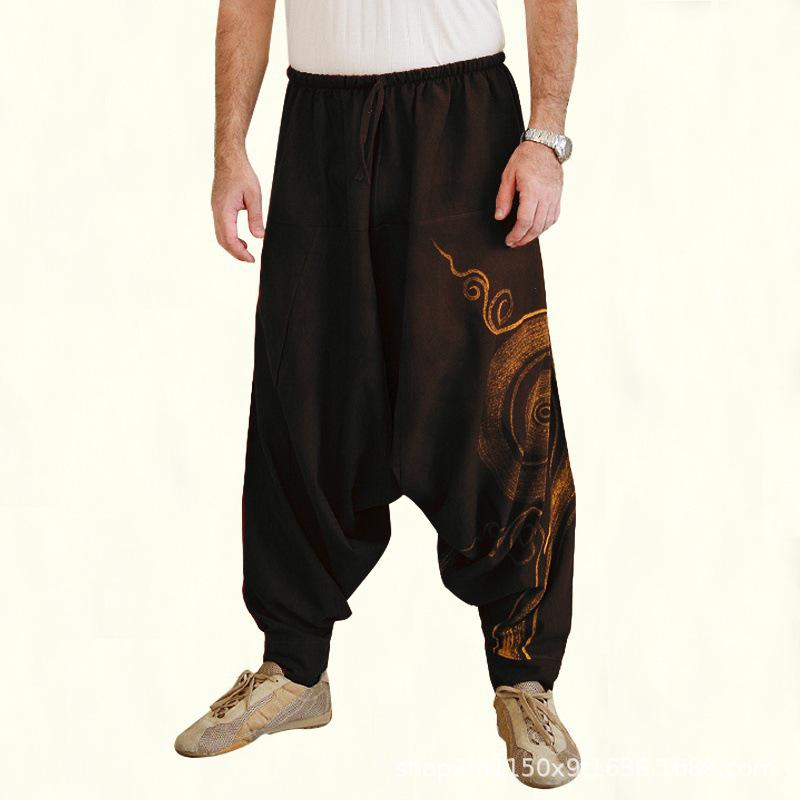 Herren Haremshose Unifarben Locker Bedruckt Freizeit Lange Hose