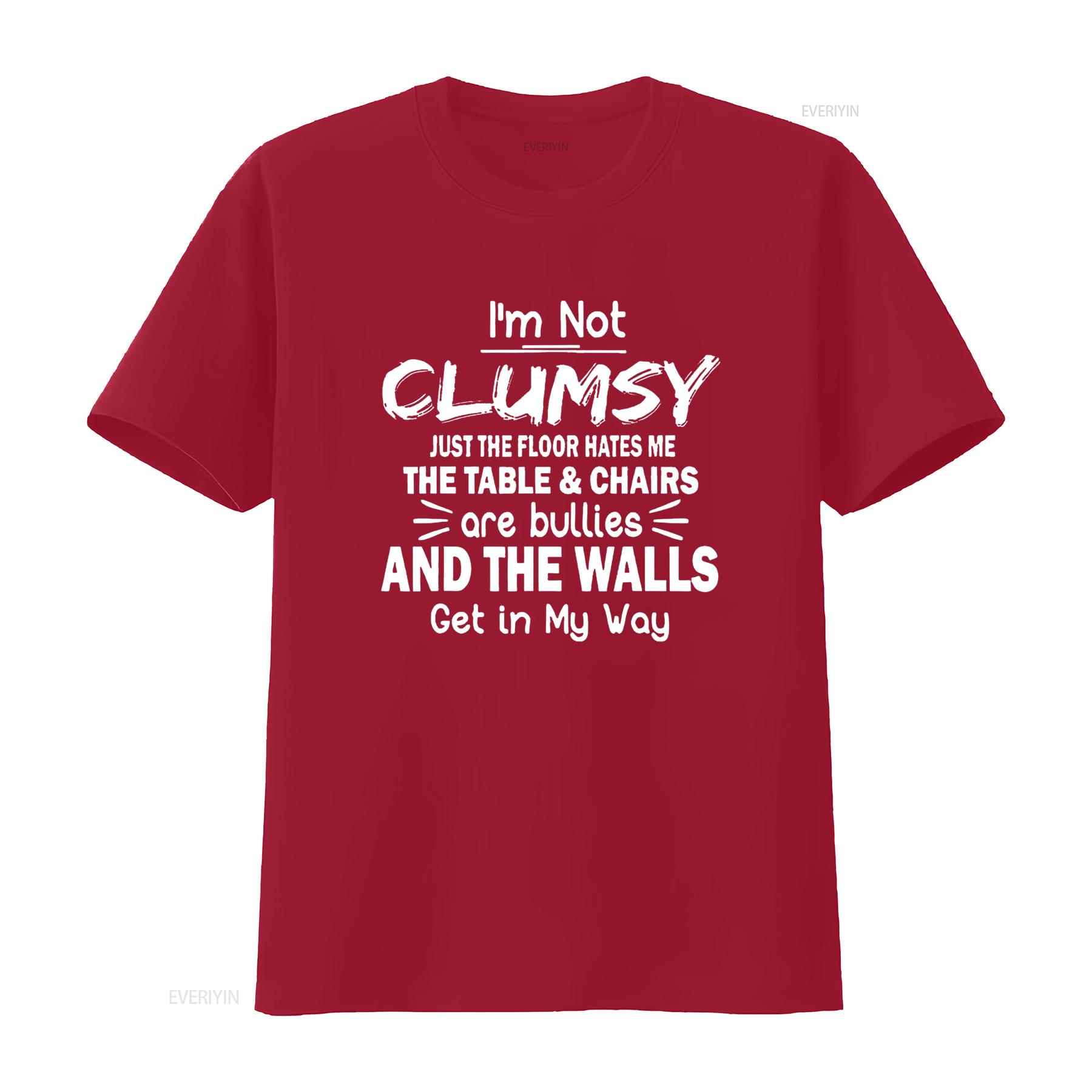 T shirt for Women I m Not Clumsy Funny Sayings Sarcastic Short sleeved O neck Top Black 4X Large vintage Washed Soft streetwear S