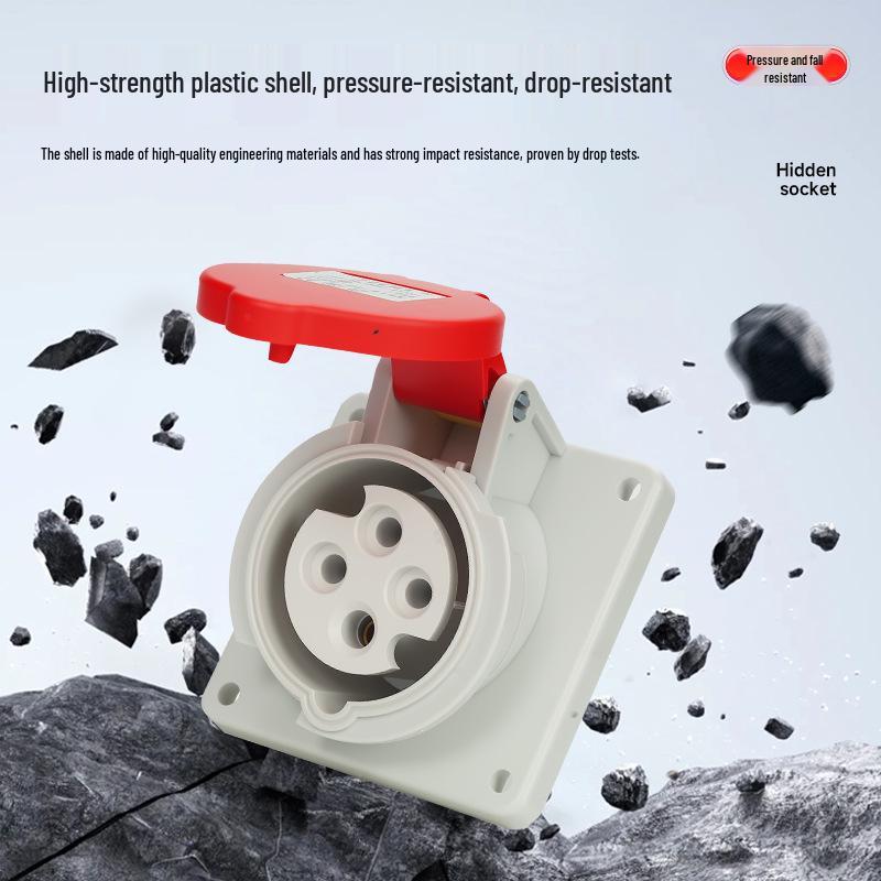 Non-Explosion-Proof Industrial Angled Seat Aviation Connector, Three-Phase, 3/4/5-Core, IP44, 16A/32A Plug