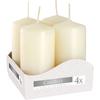 2x Pillar Candles Set of 4 Ivory 40x80mm 9-Hour