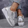 Fashion Plus Size Fashion Wedge Sneakers for Women Gold Silver Platform Sports Shoes Woman Lightweight Breathable Casual Running Shoes