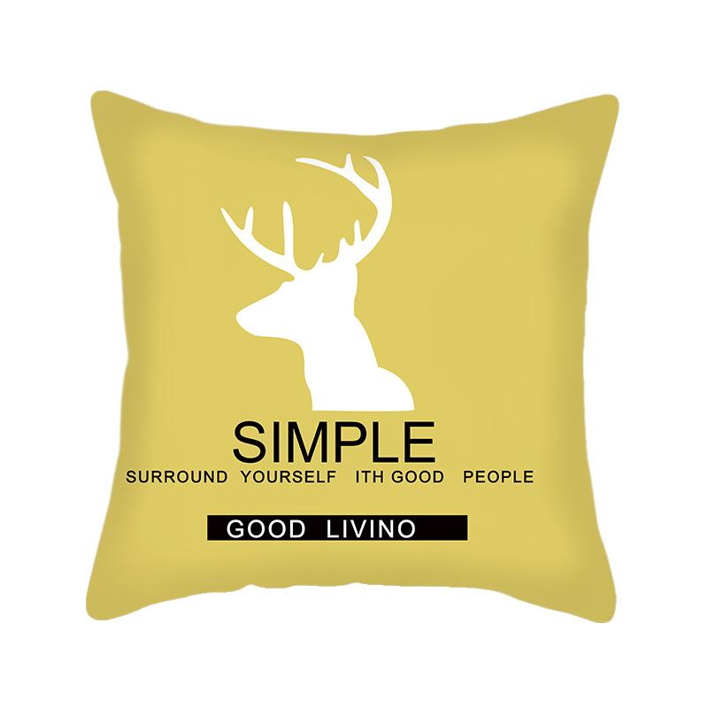 Ins Nordic Style Short Plush Linen Pillowcase Single-sided Printed Cushion Cover Pillowcase