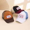 The color-blocked embroidered horn-shaped mesh cap is a fashionable and trendy baseball cap for daily leisure and outdoor sports