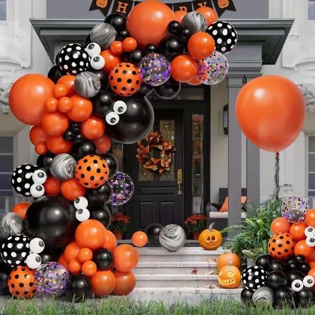 Halloween Orange Black Eyeball Latex Balloon Wreath Set Ghost Festival Arrangement Children'S Birthday Photo Props