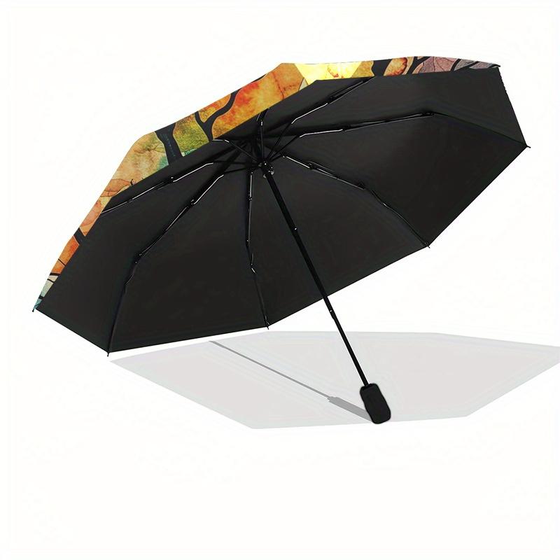 Halloween Tree with Jack-o'-lantern and Bats Watercolor PrintUmbrella, Portable 3-Fold Compact Umbrella,Christmas Gift ES599