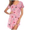 Women Short Sleeve Cartoon Print Nightgown Casual Straight Loose Home Wear Lounge Mid-length Sleep Dress