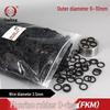 Black Fluororubber O-Ring Seal, OD 6-10mm X 2.5mm Wire, Waterproof, Oil & Wear Resistant