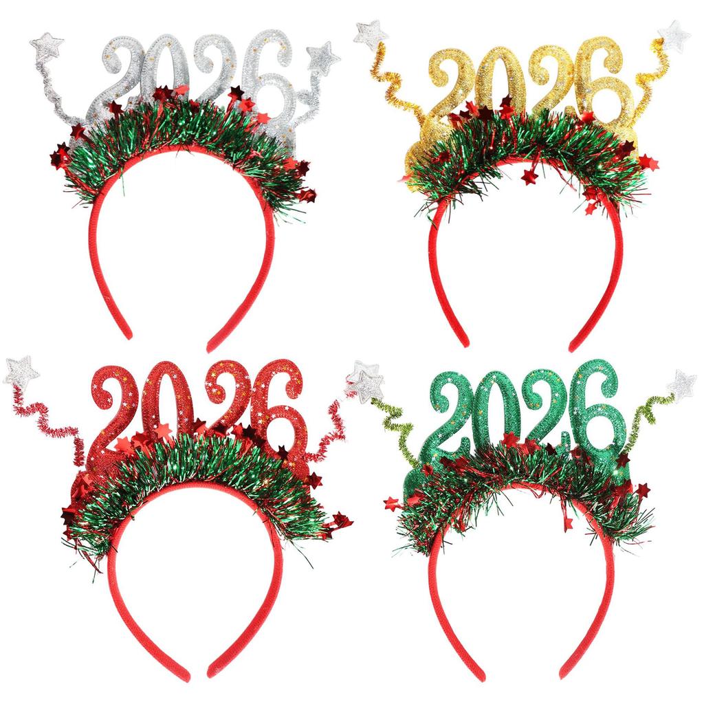 New Year Headband Lightweight Glitter Star Hair Hoop Party Hair Accessories Festive Christmas Headband For Holidays New Year'S