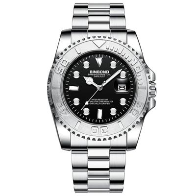 Silver Waterproof Quartz Watch with Calendar Luminous Analogue Watch with Rotatable Stainless Steel Simple and Stylish for Casual and Business A Great