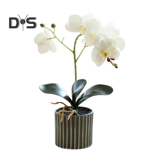 

Искусственное растение в горшке, искусственная орхидея-мотылек, бонсай, настольный искусственный фаленопсис, цветы для домашнего обеденного стола, украшения офисного стола белый