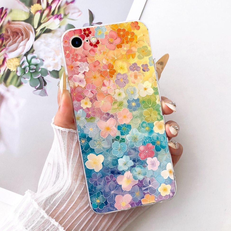 Clear Casing For iPhone 7 A1778 Cover For iPhone 8 A1905 Case Cute Cat Fashion Butterfly Luxury Kawaii 2D Painted