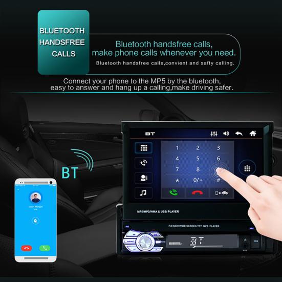 9601 7 Inch Bluetooth-compatible Car FM Radio Audio Video MP5 Player with Rearview Camera