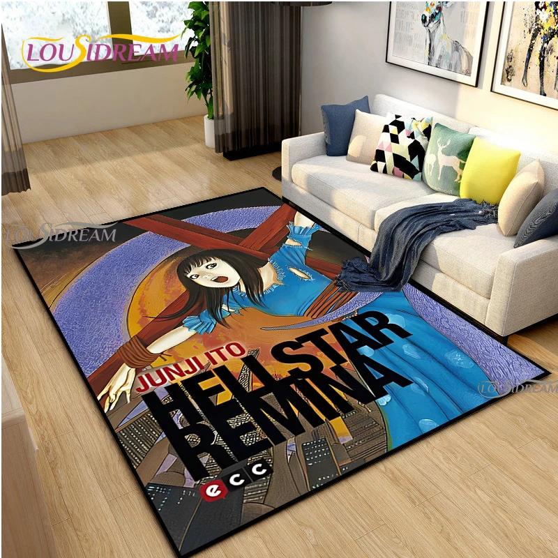Junji Ito Art Fear Carpet for Living Room Bedroom Table Decor Yoga Area Rug Kitchen Kid Un-slip Floor Mat Alfombra Birthday Gift