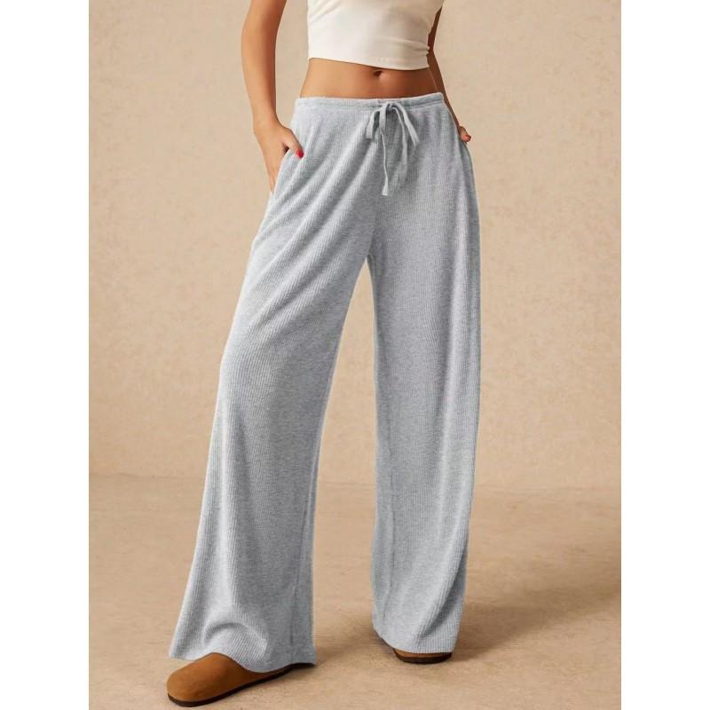 Womens Wide Leg Pants Loose Fit Casual Trousers Winter Stretch Waistband Comfortable Office Chic