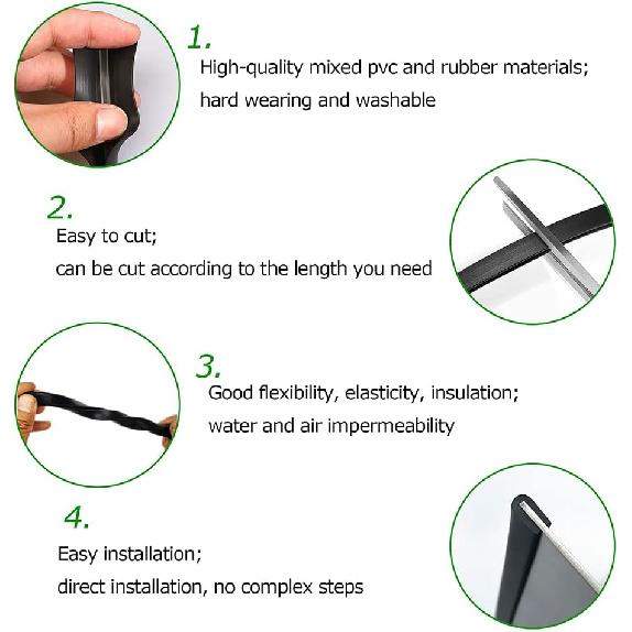 Rubber Edge Trim Black, U Channel PVC Plastic, Metal Sharp Edge Protector Fit For 0.09", Length 10 Feet (3.05 Meter)