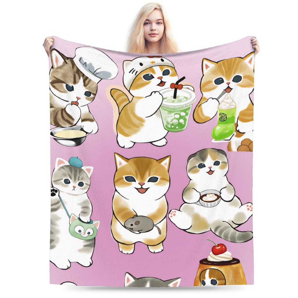 Mofusand Super Warm Blanket  Kids Adult Plush Throw Blanket Funny Outdoor Flannel Bedspread Sofa Bed Cover