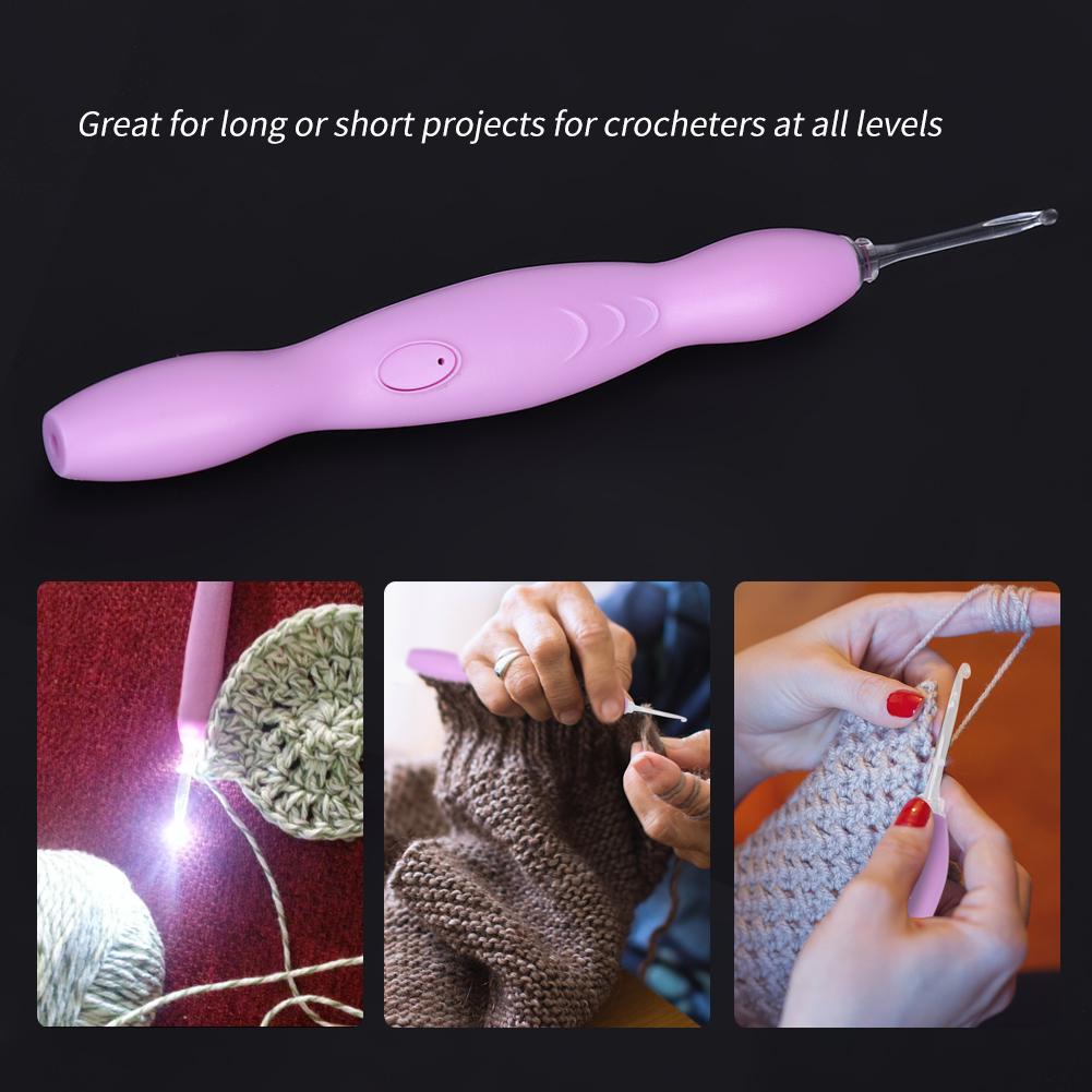 9 In 1 USB Rehargeable Light Up Crochet Hooks Needles Hand Weave Sewing Tools Set
