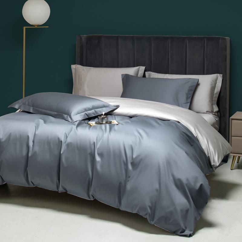 High-end four-piece set Class A 100S long-staple cotton solid color pure cotton four-piece set