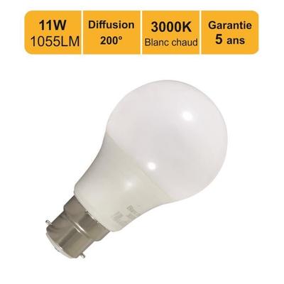 LED Bulb B22 11W 1055Lm 3000K - 5-year Warranty