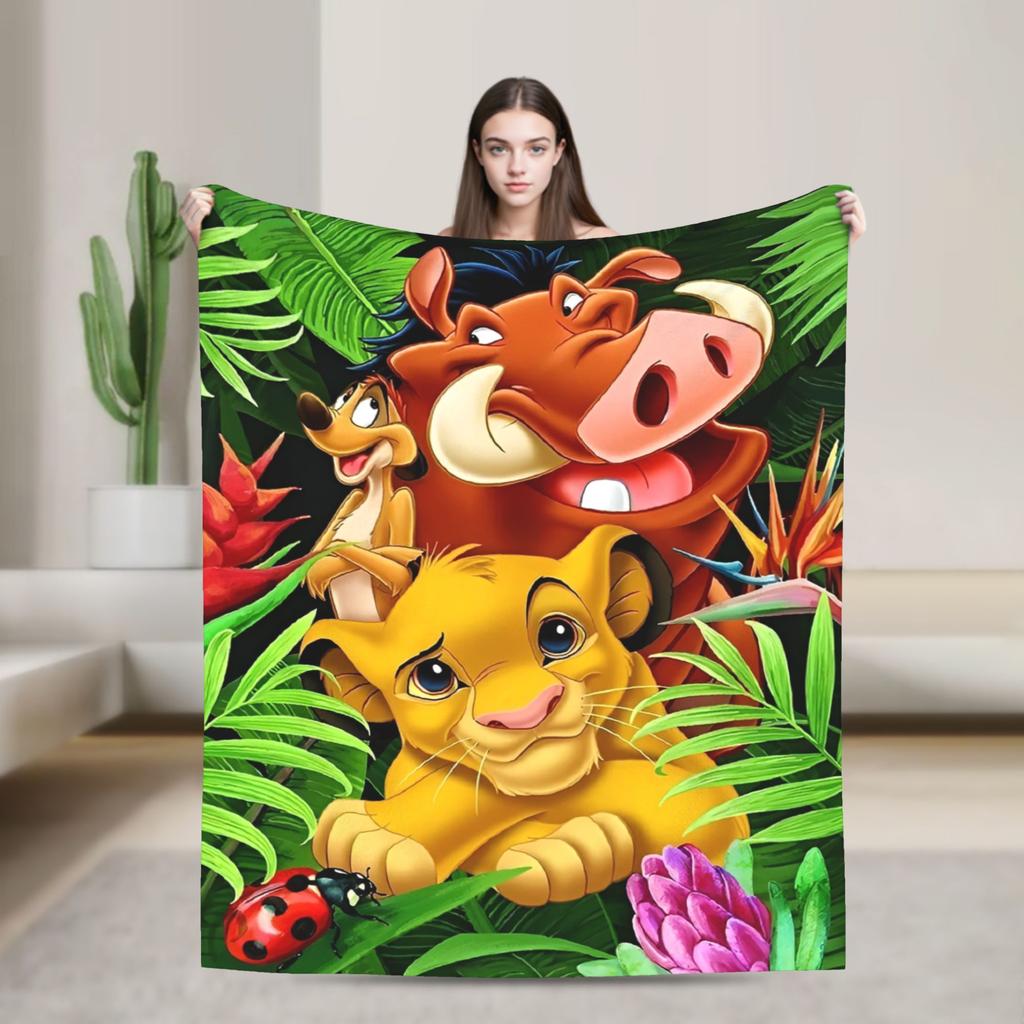 Simba Le Roi Lion Housse de Couverture Anime Couvertures Jetées en Flanelle Literie Canapé Portable Doux Chaud Couvre-lits