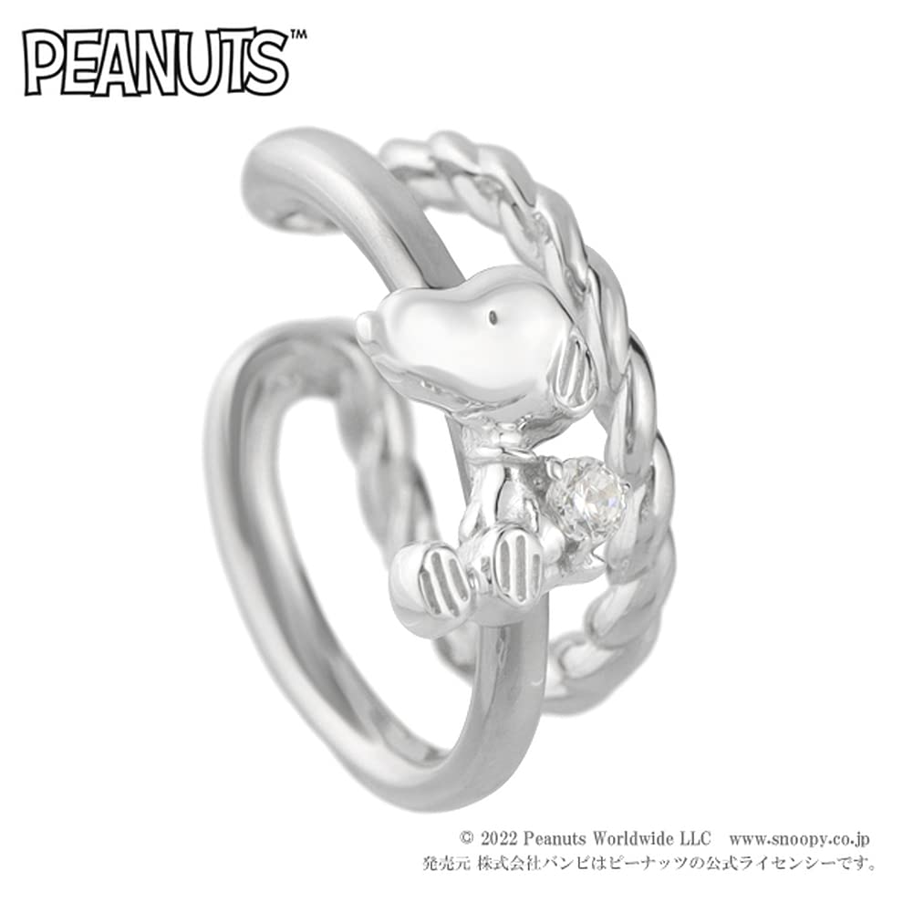 SNOOPY Ohrklemme 2 Stück 1P Einzelohr Silber 925 Offizielle PEANUTS Ware Charakter Zirkonia Einzelstein [SNOOPY] Damen