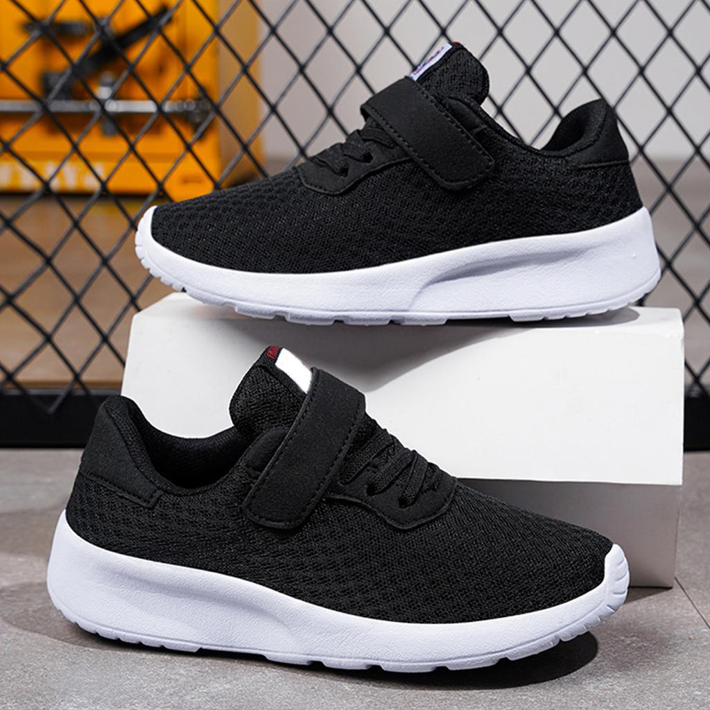 Children Athletic Sneakers Lightweight Breathable Mesh Upper Slip Resistant Soft Sole Hook and Loop Closure Kids Running Shoes for Everyday Wear