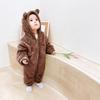 KAKELO Furry Fleece Romper with Bear Ears Baby Kids Outerwear Room Wear [KAKELO] All-in-One (80 Size, 01.Natural)