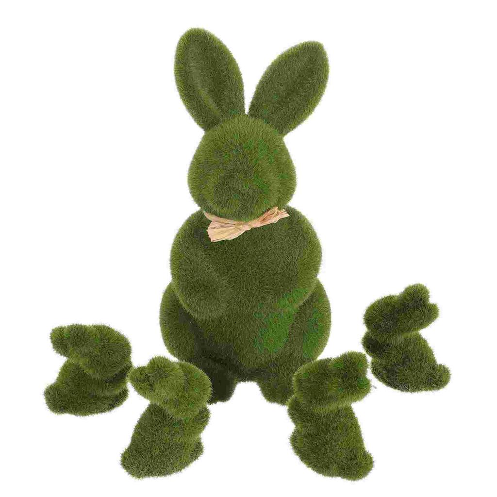 5 Pcs Moss Rabbit Decor Spring Bonsai Garden Ornament Bunny Statue Foam Adornment Easter Scene Layout Outdoor