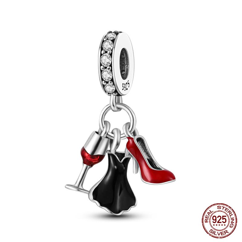 100% Copper High Heels Lipstick Lifestyle Collection Charm Beads For Brand Original Bracelet Diy Jewelry