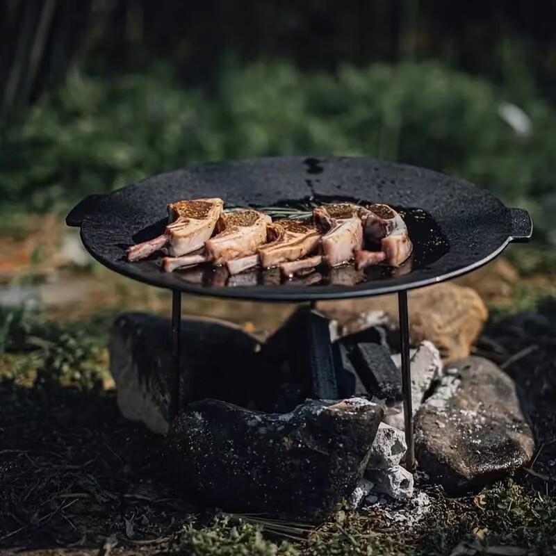 Utoo 44cm Removable Cast Iron Camping Grill Pan