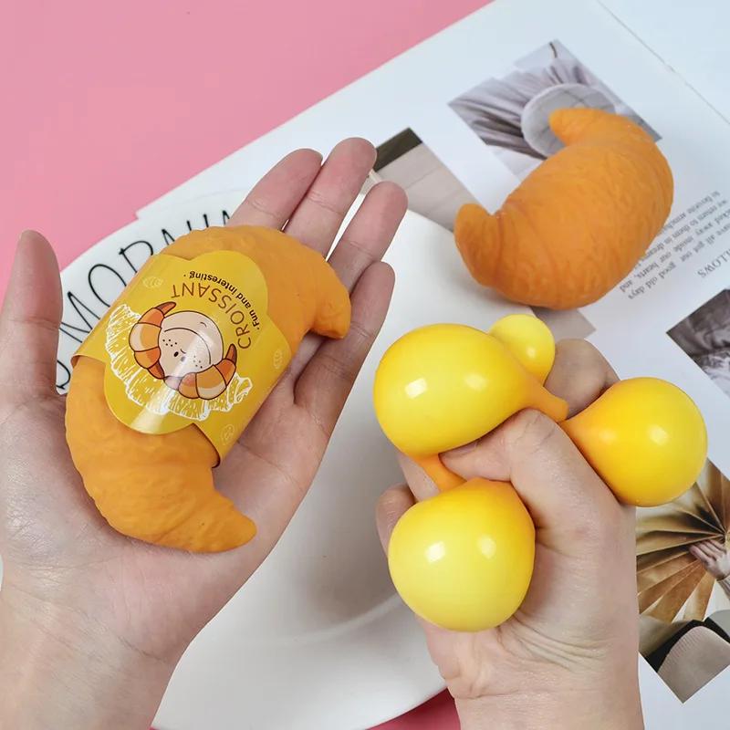 Fun Realistic Croissant Toy Pinch Squeeze Relief Squishy Stress Cute Lazy Stress Ball Funny Stress Relief Fidget Toy